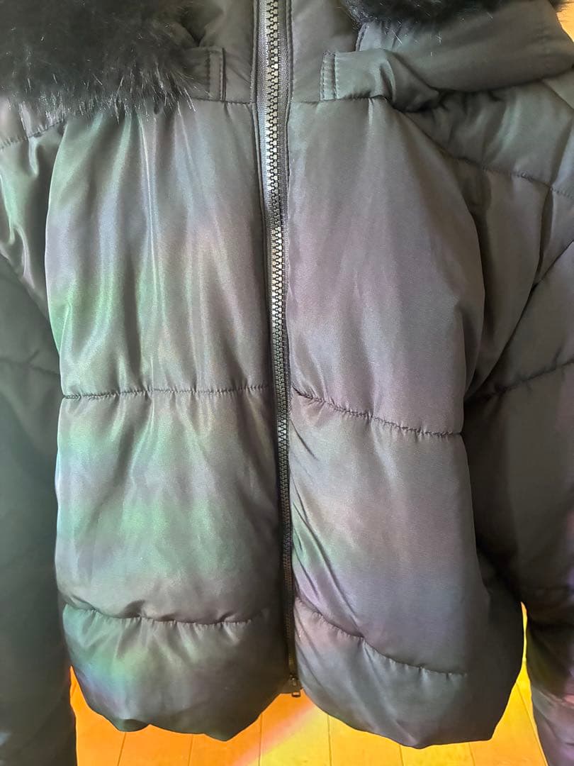 NICE CLAUP フード付きショートフェイクダウンジャケット