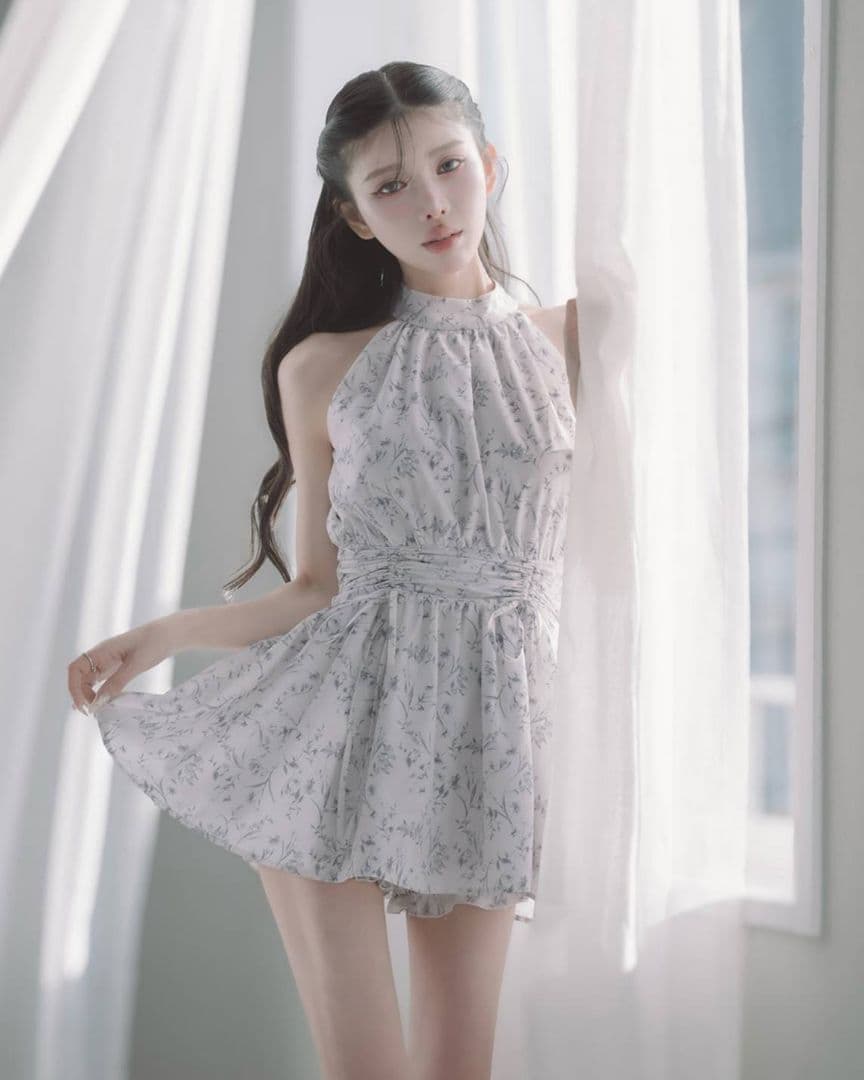 アメスリギャザーフレアミニワンピース ダーリッチ グレー