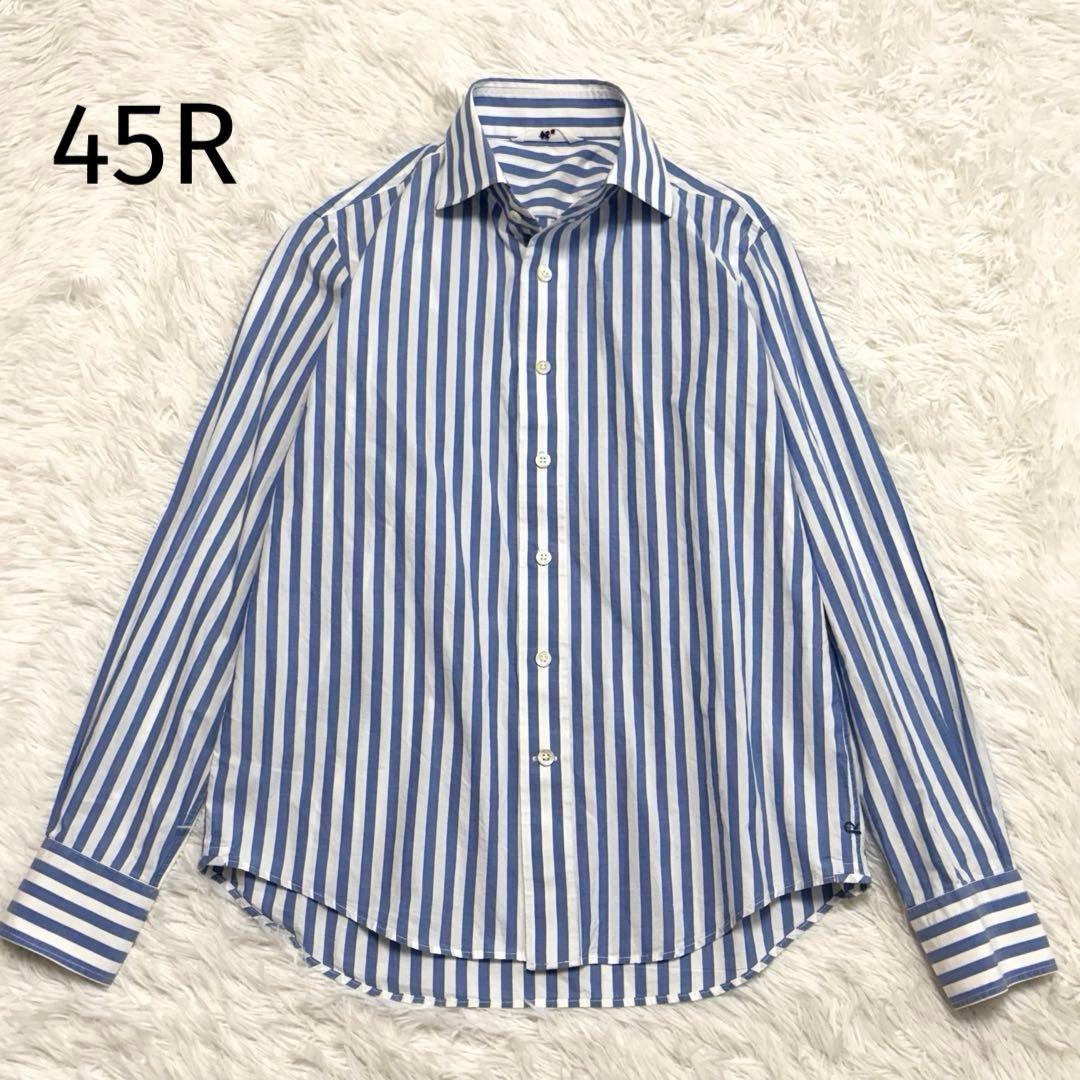 45R 長袖ストライプシャツ　綿　コットン　サイズ3 レディース