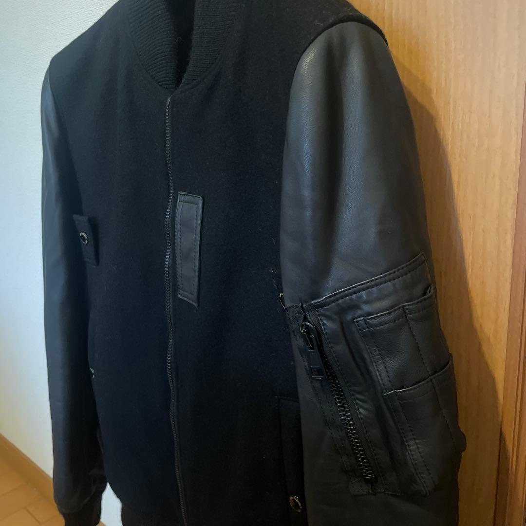 1 piu 1 uguale 3 レザージャケット 黒