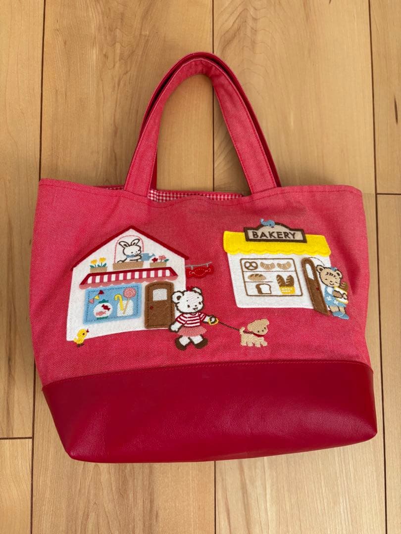 ファミリア　赤　トートバッグ　美品！