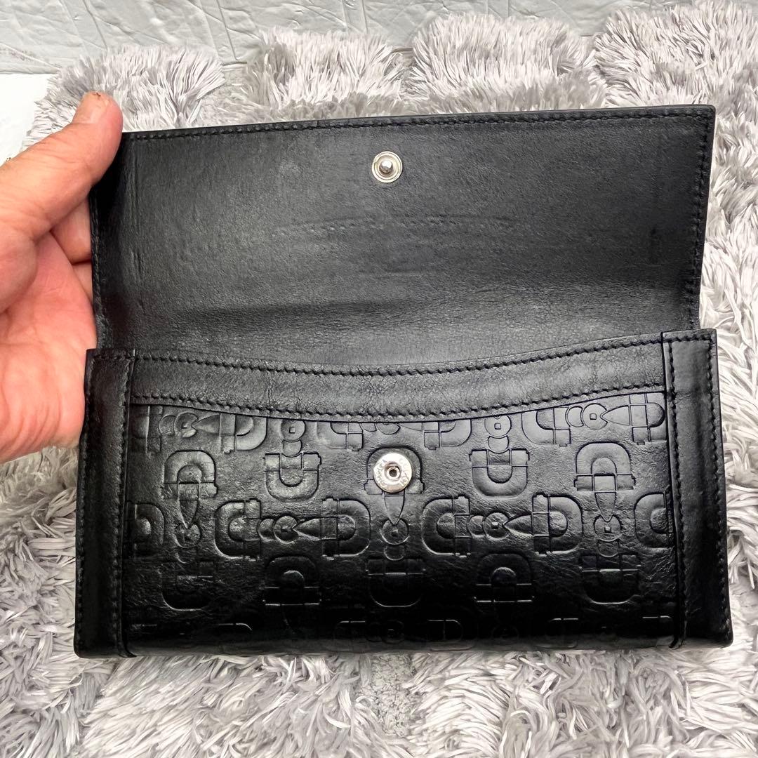 美品✨GUCCI ホースビット柄　レザー　Wホック　ブラック　メンズ　長財布