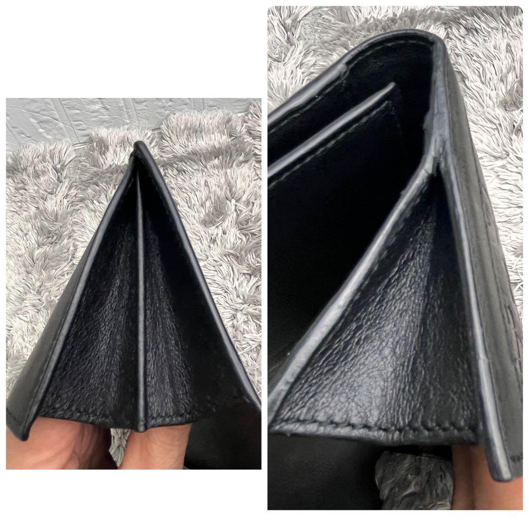 美品✨GUCCI ホースビット柄　レザー　Wホック　ブラック　メンズ　長財布