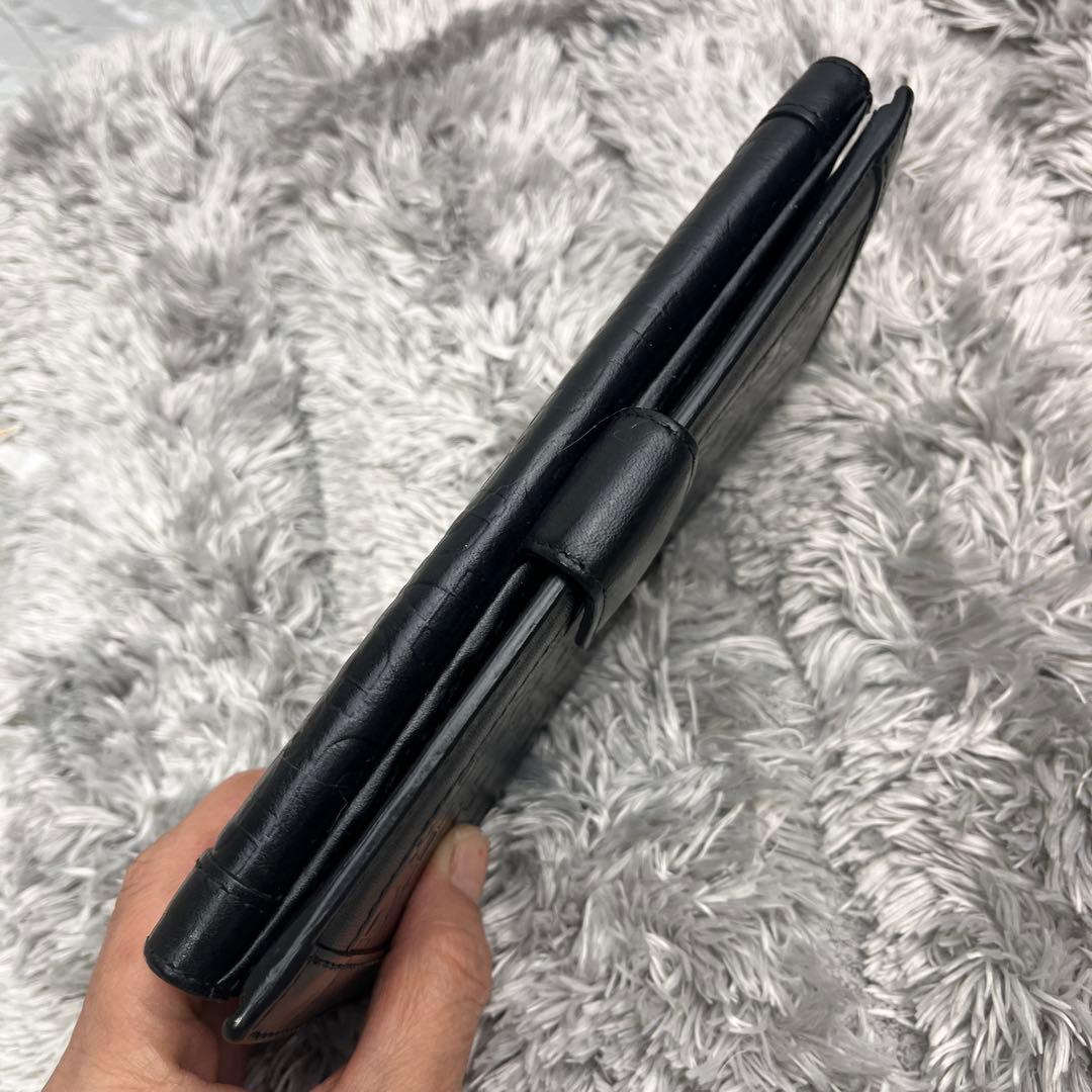 美品✨GUCCI ホースビット柄　レザー　Wホック　ブラック　メンズ　長財布