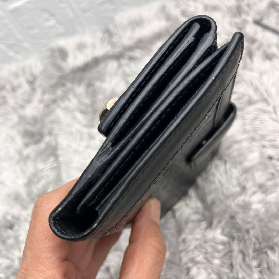 美品✨GUCCI ホースビット柄　レザー　Wホック　ブラック　メンズ　長財布