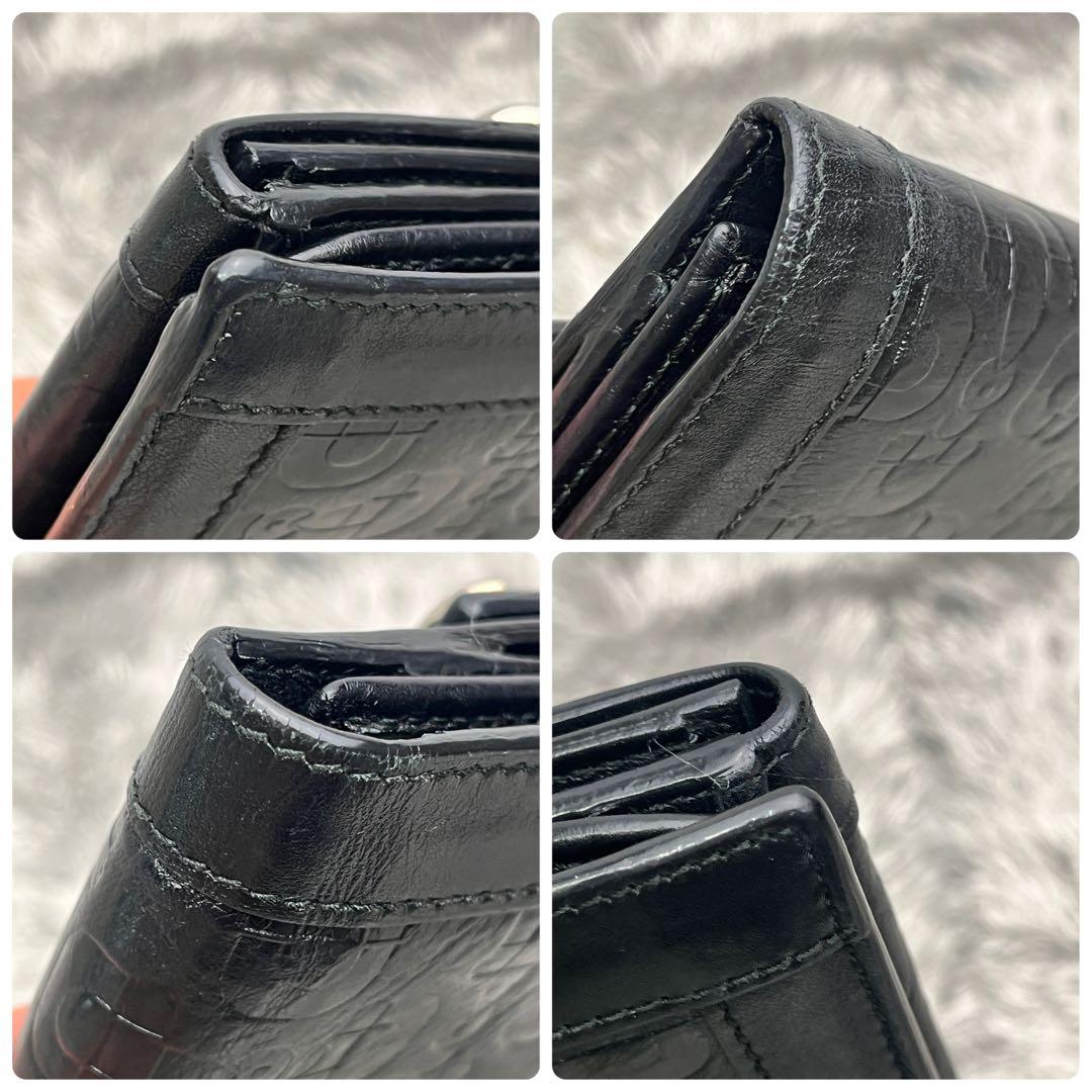 美品✨GUCCI ホースビット柄　レザー　Wホック　ブラック　メンズ　長財布