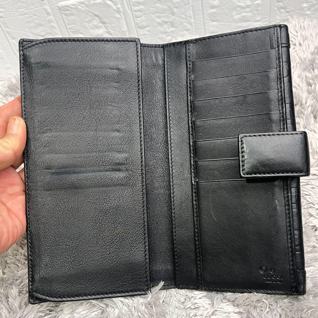 美品✨GUCCI ホースビット柄　レザー　Wホック　ブラック　メンズ　長財布