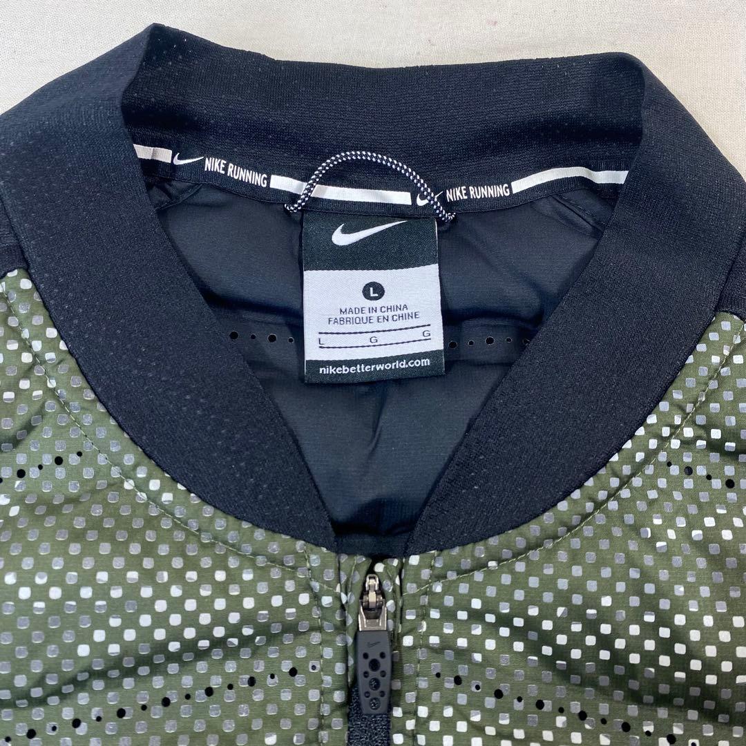 NIKE ランニング　エアロロフト 800 ダウン　ベスト　緑　黒　カモフラ　L