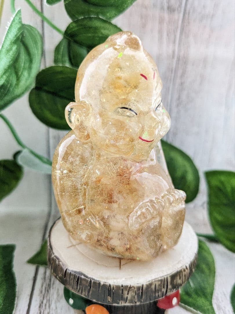 【睦月】シトリンのビリケンさん形オルゴナイト☆他２点