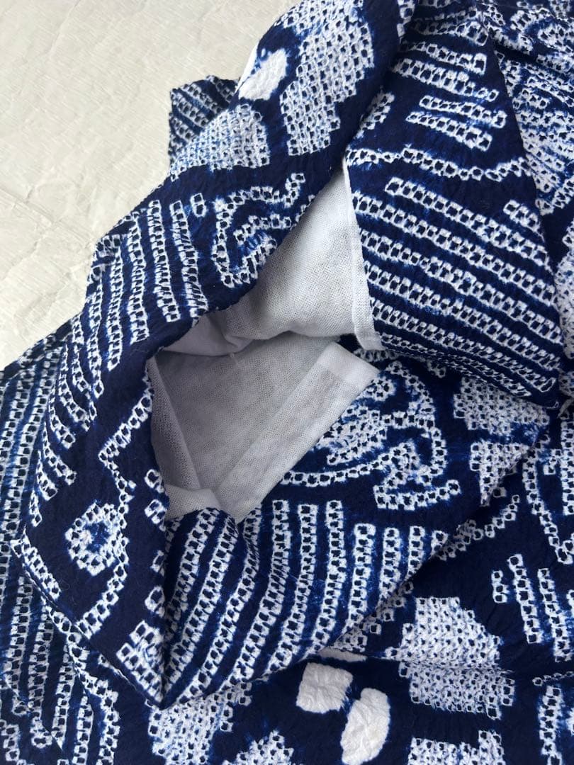 総絞り　有松絞り　浴衣　朝顔　レトロ