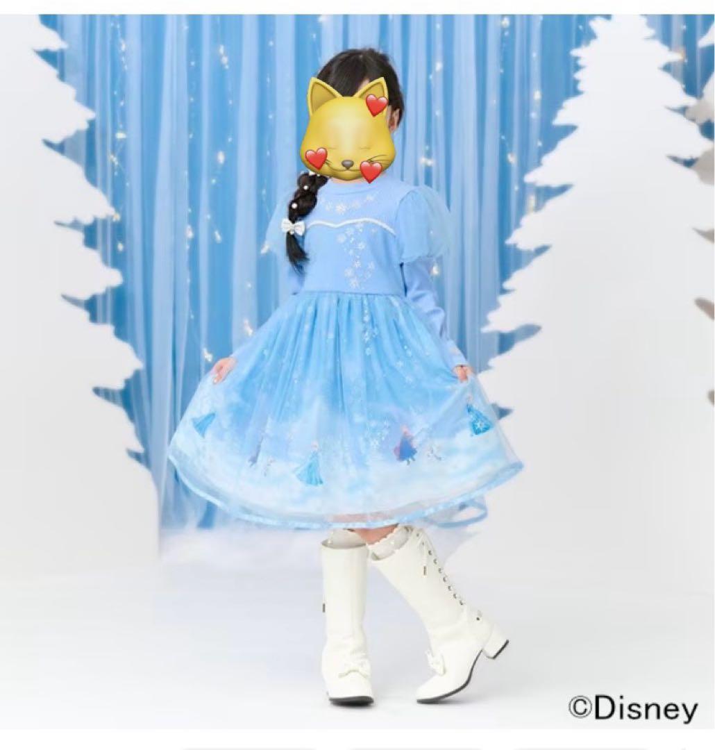 メゾピアノ【アナと雪の女王】エルサ/ドッキングワンピース 110cm ブルー