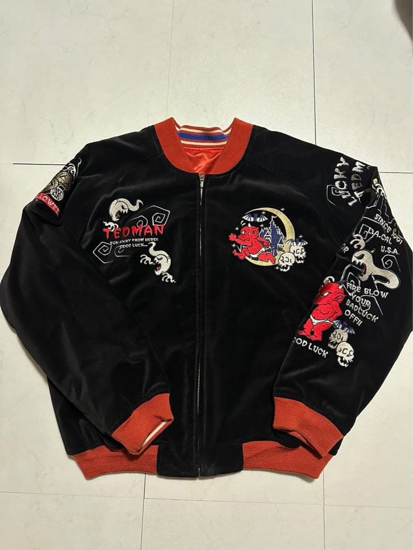 【超希少】テッドマンXL スカジャン リバーシブル サテン ベロア刺繍別珍