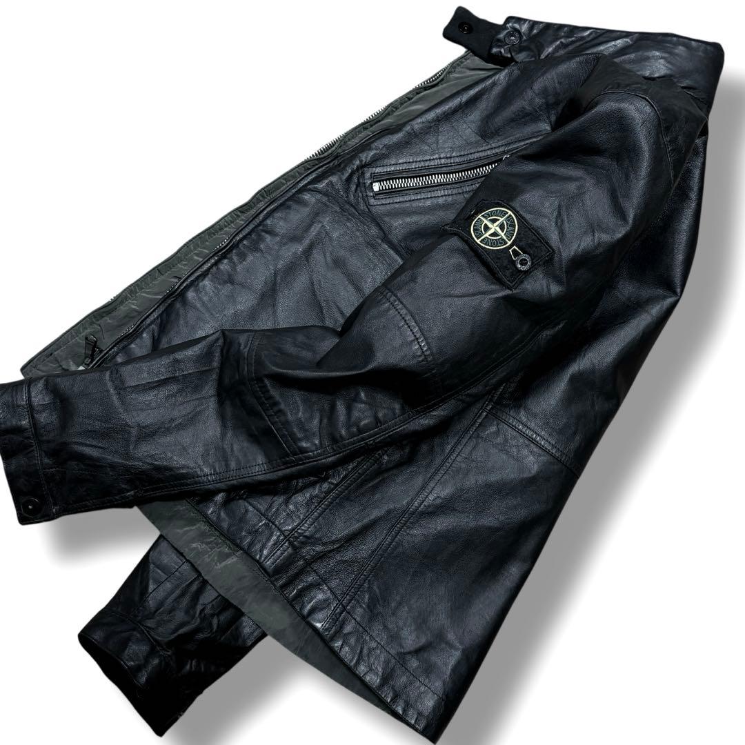 10ss/stone /ナイロンメタル/レザー/リバーシブル黒/緑