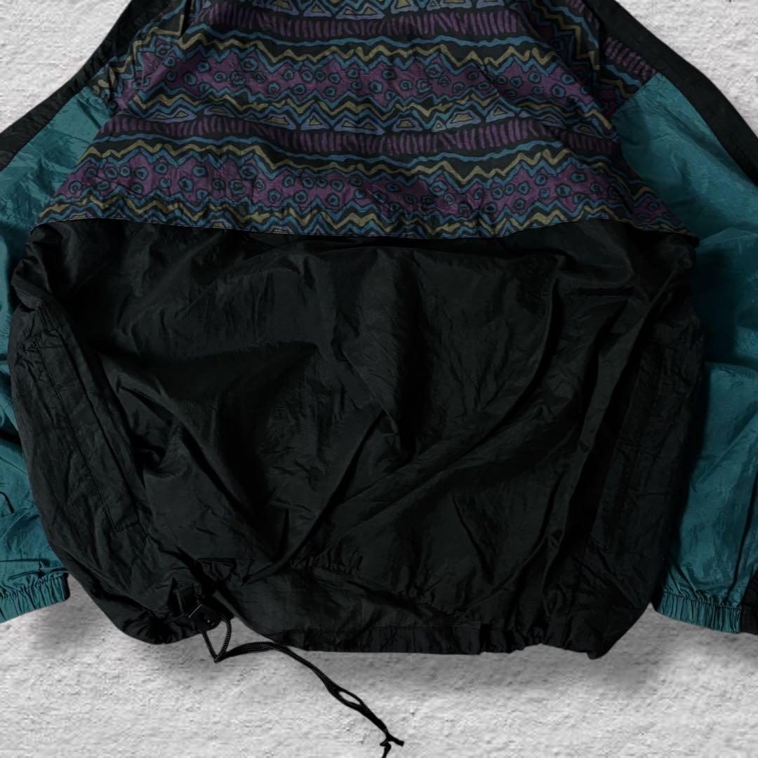 nikeナイロンジャケットアノラック90s古着vintageブラック幾何学柄L