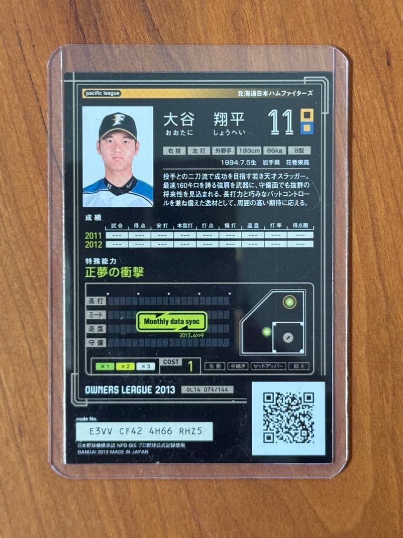 大谷翔平　オーナーズリーグカード