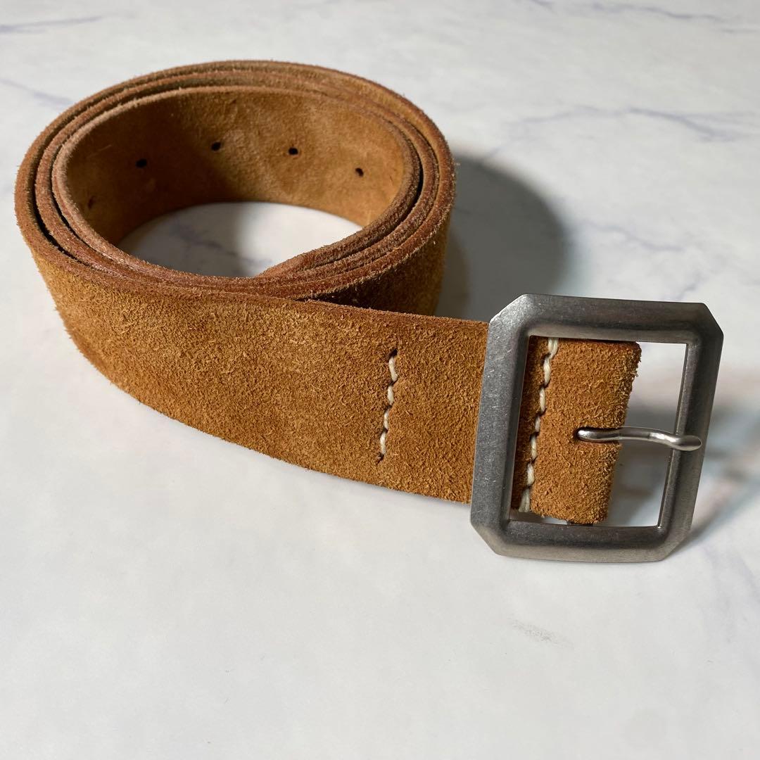 【美品】ウエアハウス　ベルト　スエード　八角バックル　レザー　革　ブラウン