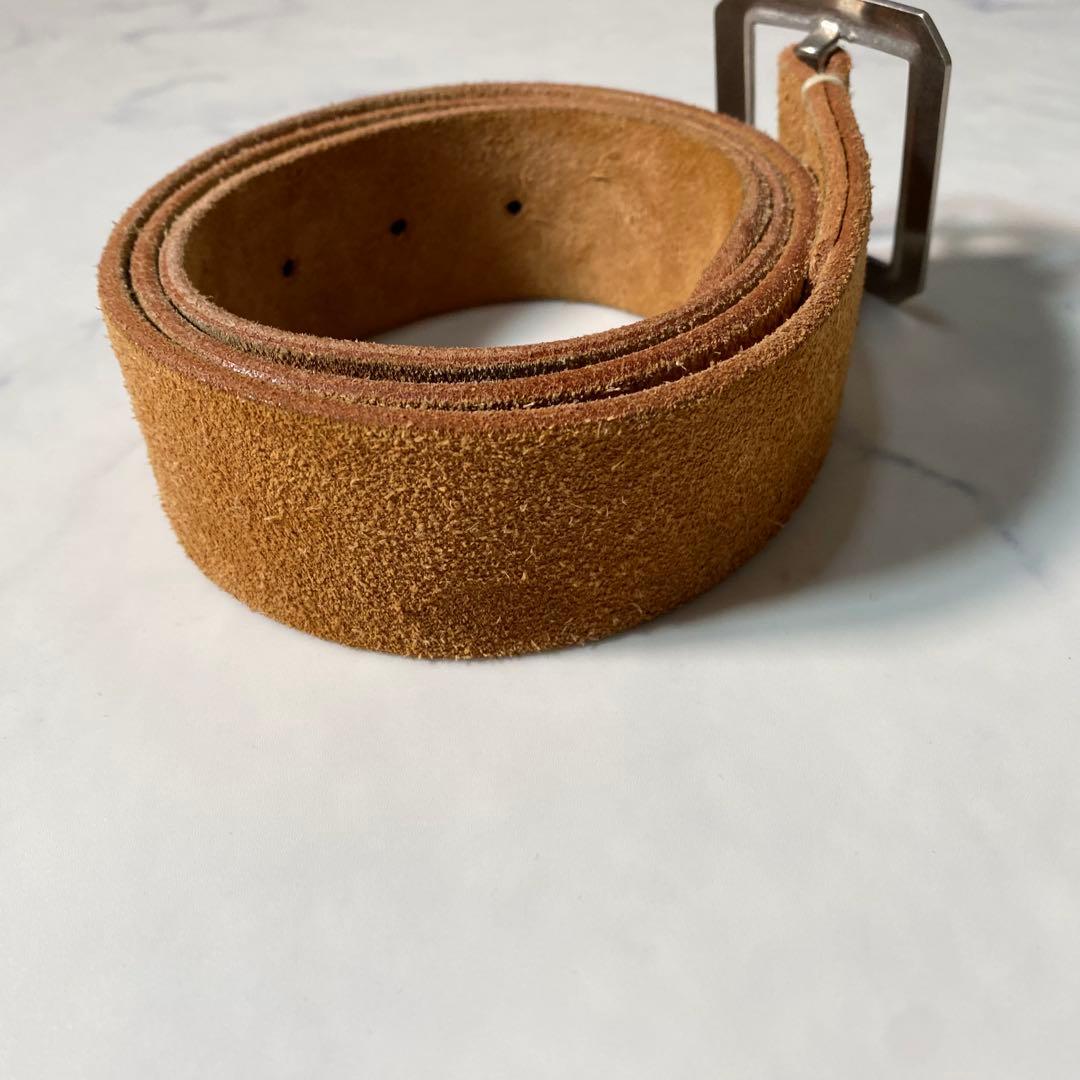 【美品】ウエアハウス　ベルト　スエード　八角バックル　レザー　革　ブラウン