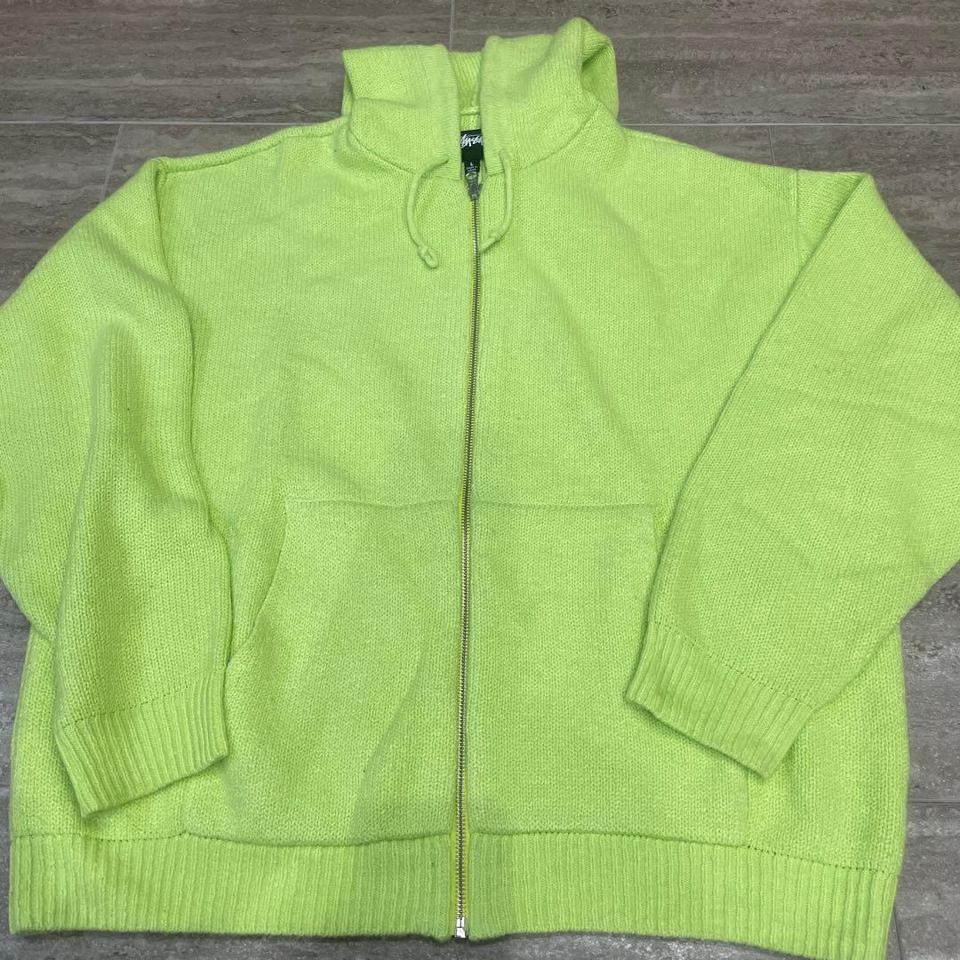 Stussy ライムグリーン フルジップ セーター L
