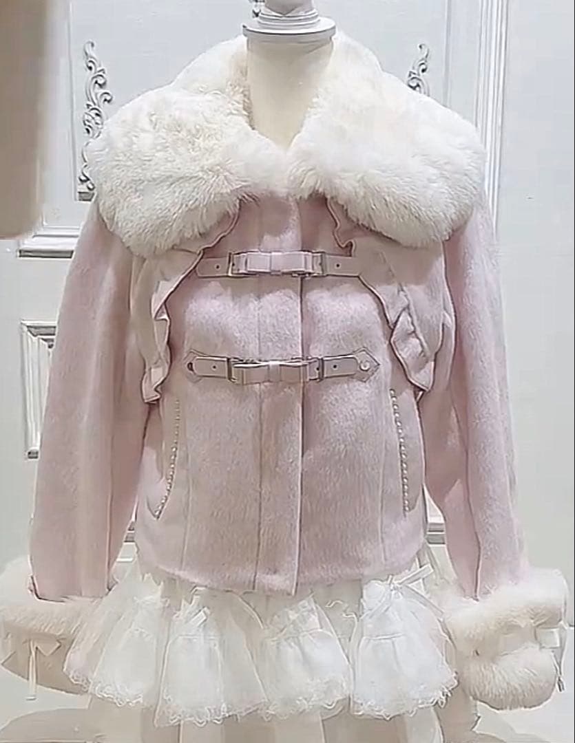 ♡ MARS さきまるちゃん リボンベルトショートコート ピンク♡