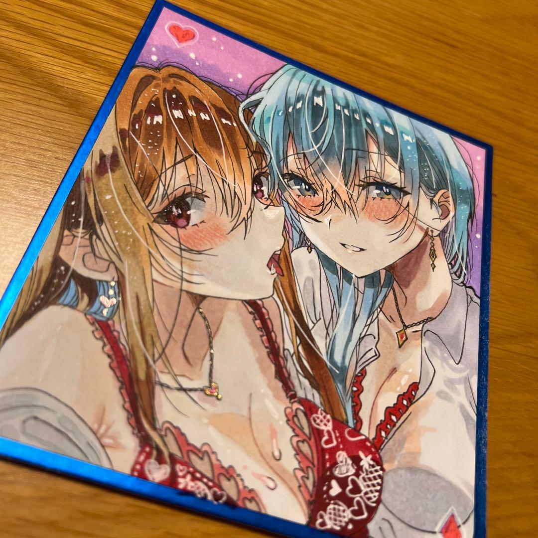 薫*凛様 手描きイラスト オリジナルイラスト アナログイラスト 色紙 イラスト