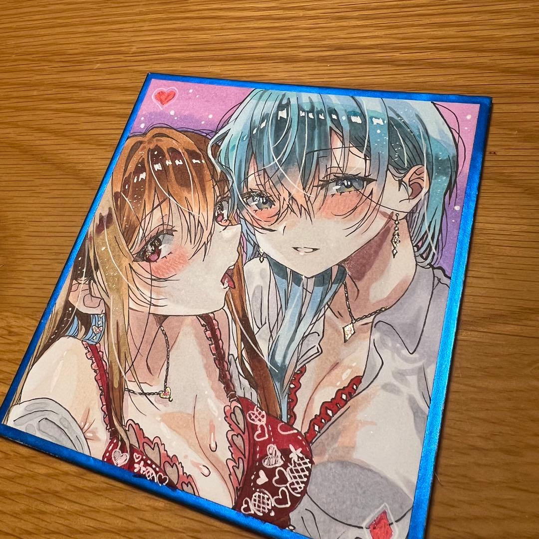 薫*凛様 手描きイラスト オリジナルイラスト アナログイラスト 色紙 イラスト