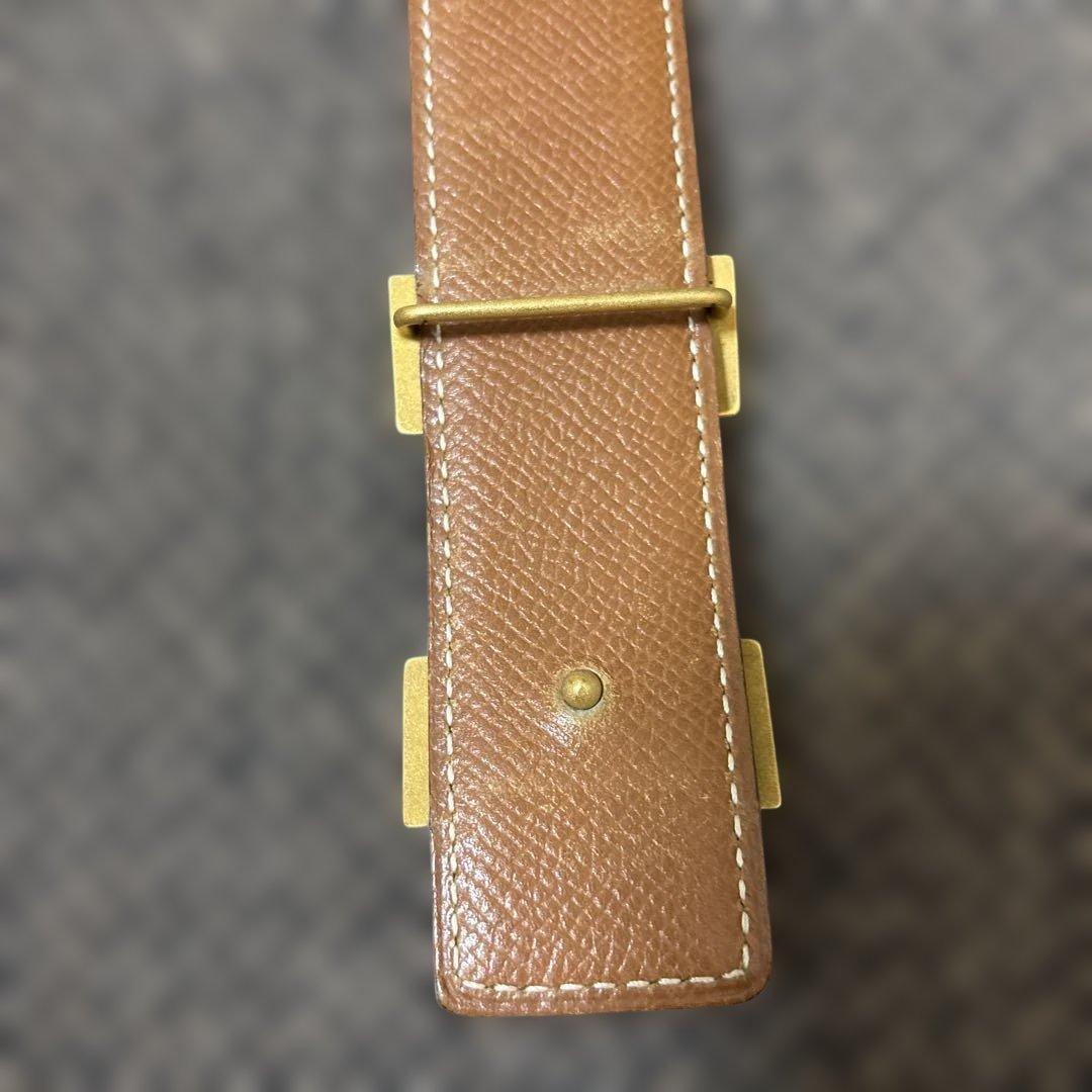 HERMES 黒レザーベルト H型バックル