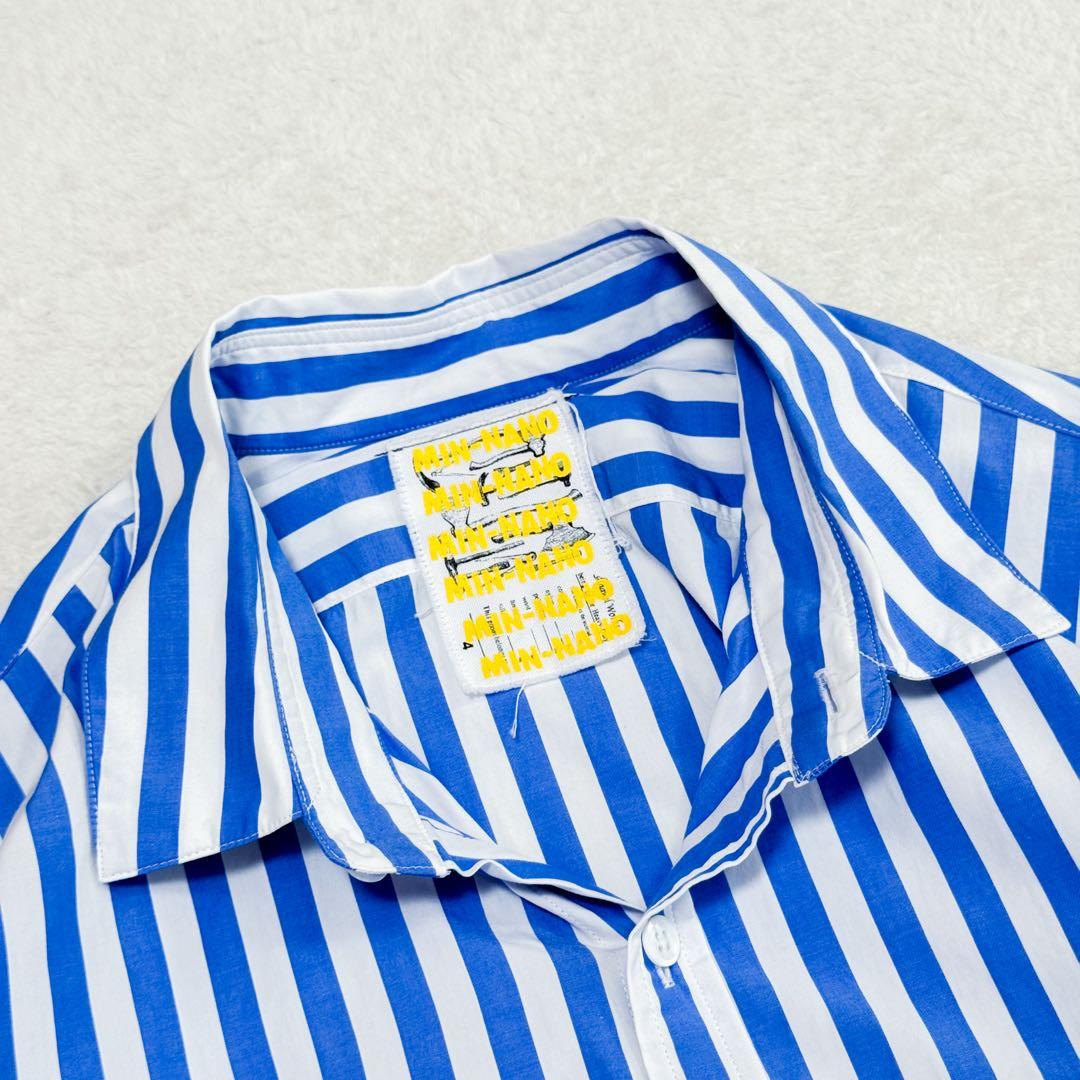 美品 ディガウェル ミンナノ コラボ ストライプ シャツ ブルー 2サイズ 希少