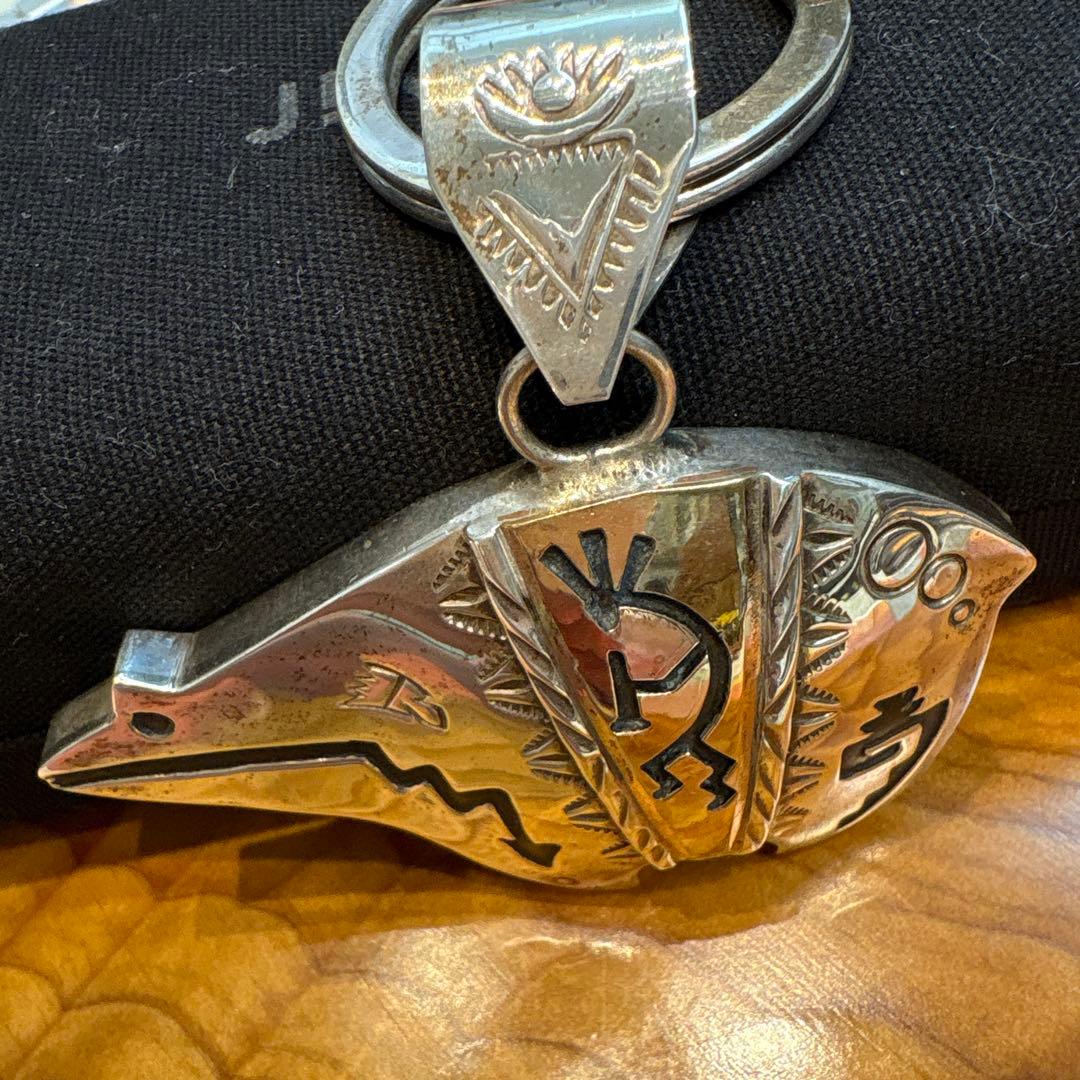 インディアンジュエリー　シルバー+12K　キーホルダー　お守り　貴重品