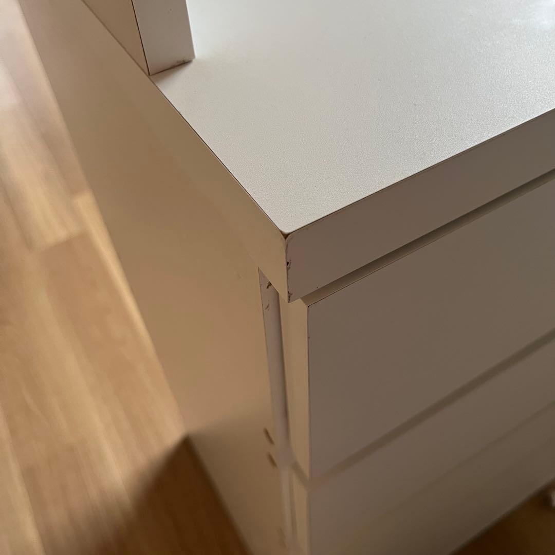 LOWYA 食器棚 キッチン収納 ホワイト木製キャビネット 5引き出し