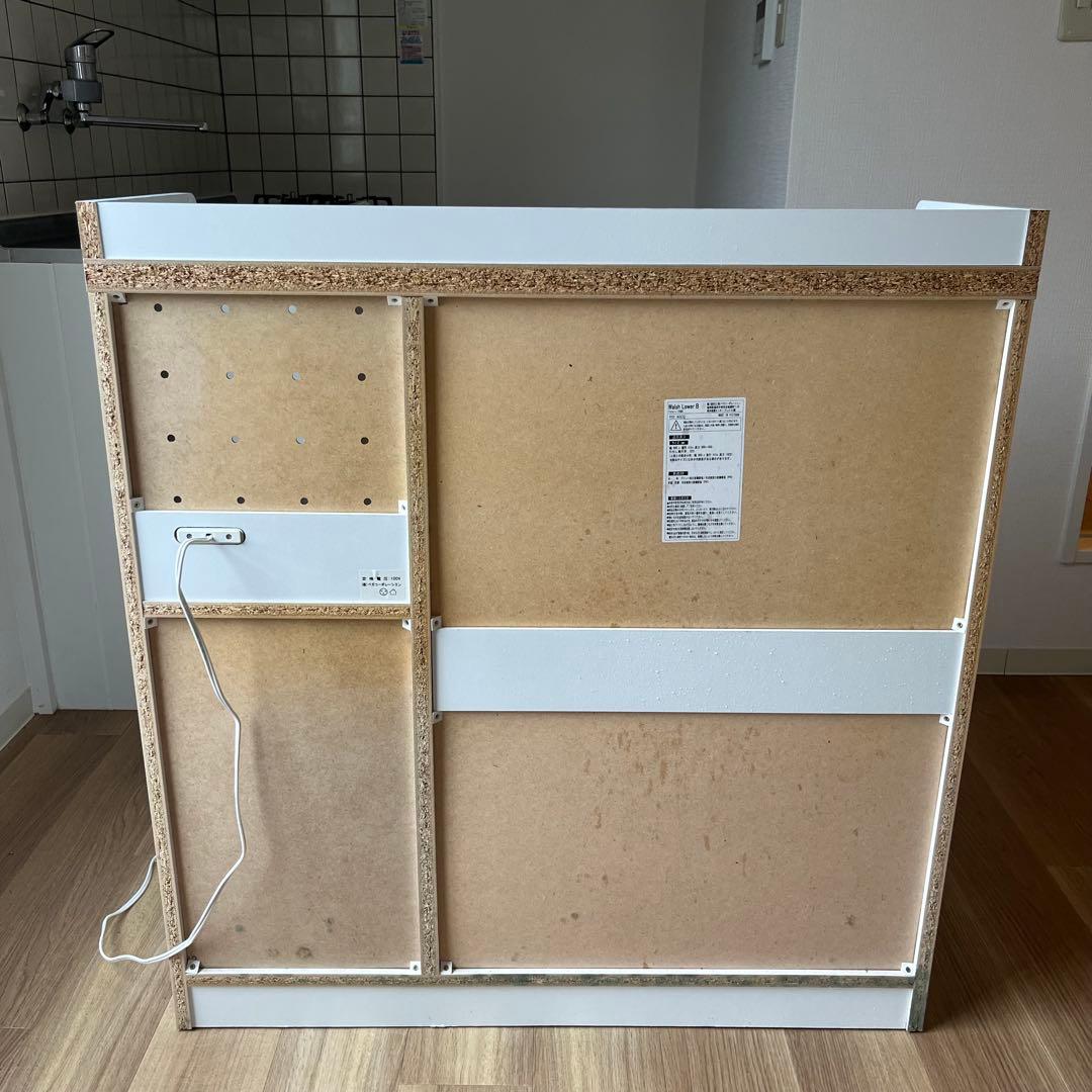 LOWYA 食器棚 キッチン収納 ホワイト木製キャビネット 5引き出し