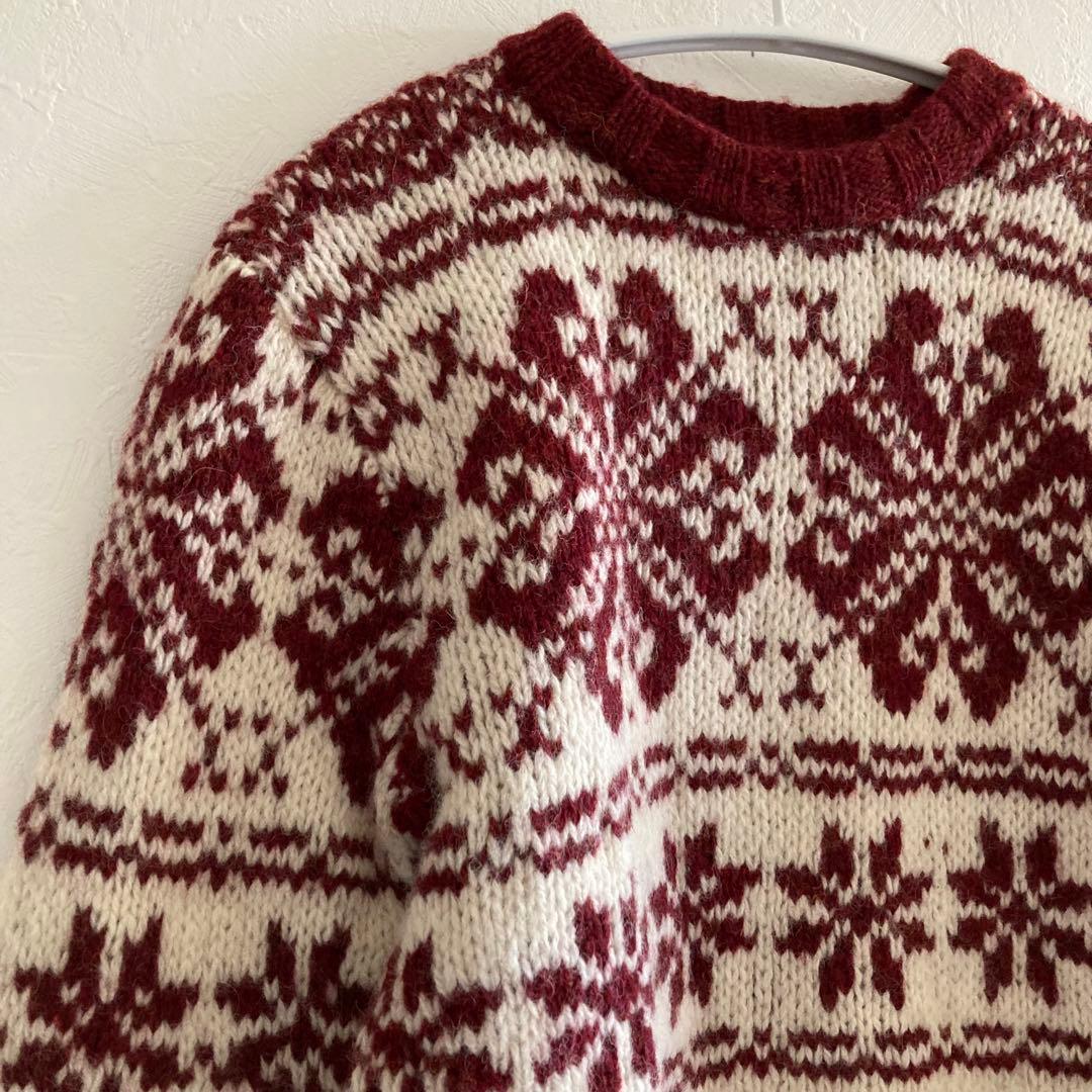 希少　KIN マチュピチュ　オオシマレイ　雪柄ニット　シェットランドウール