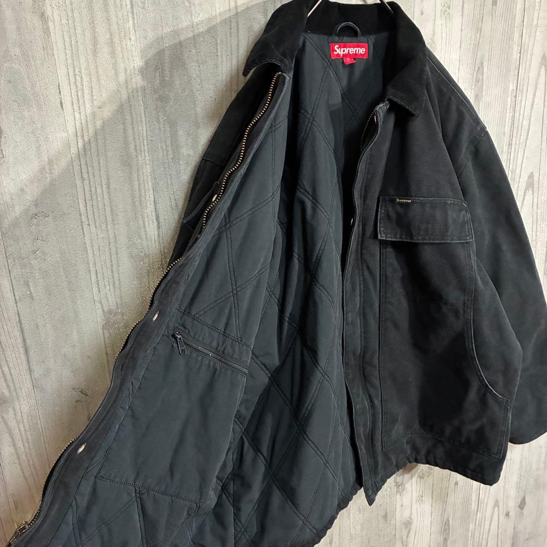 【最高デザイン】シュプリーム　バックロゴ　キャンバスワークジャケット　XL