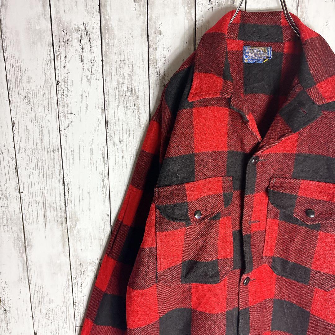 ペンドルトン 60s ブロックチェック 肉厚ネルシャツ ウール ヴィンテージ