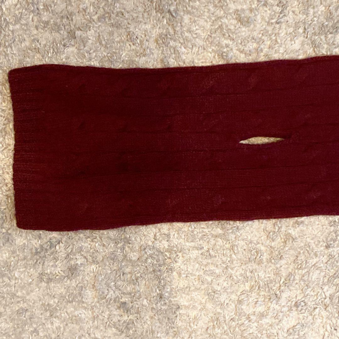 ラルフローレン カシミヤ100% ケーブルニット マフラー付き バーガンディ M