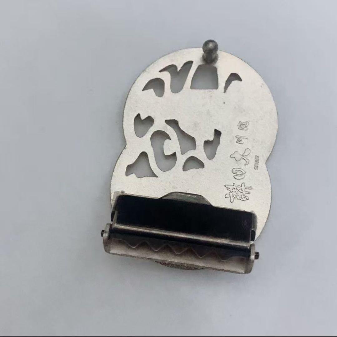 日宗 講日 銀製 SILVER 彫刻 大仏 仏像 ベルトバックル 重量約66g