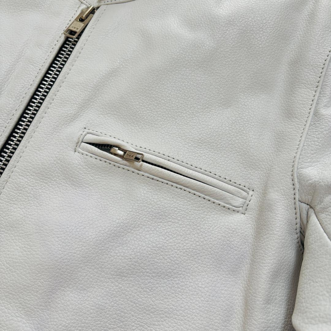 FREEDOM ライダースジャケット バッファローレザー シボ革 M ホワイト