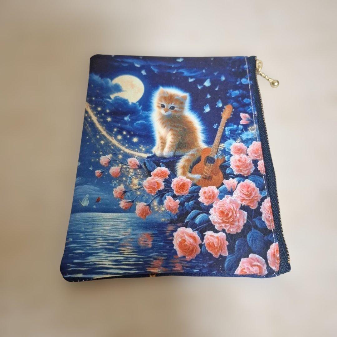 うさぎパネル生地　ハンドメイド　布バスケット　フラットポーチ