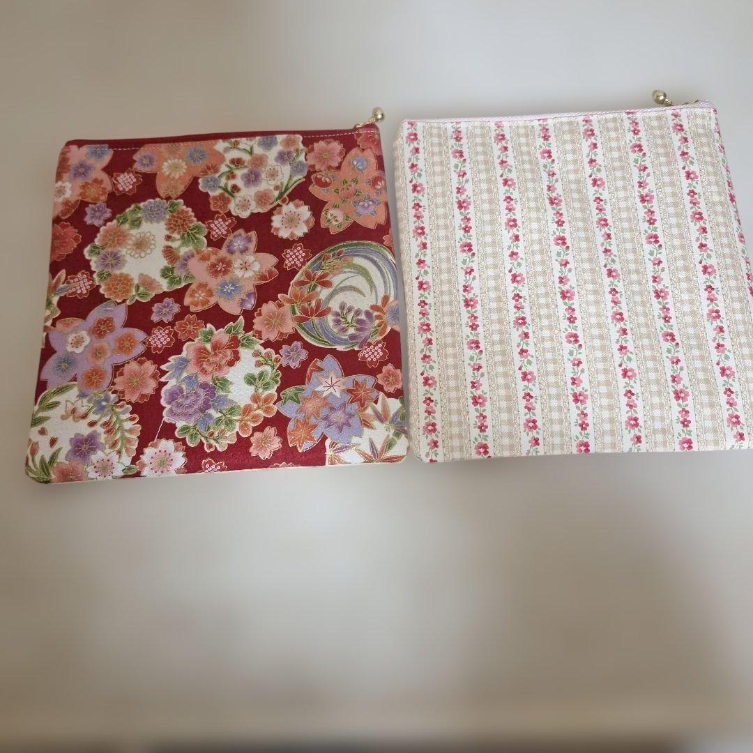 うさぎパネル生地　ハンドメイド　布バスケット　フラットポーチ