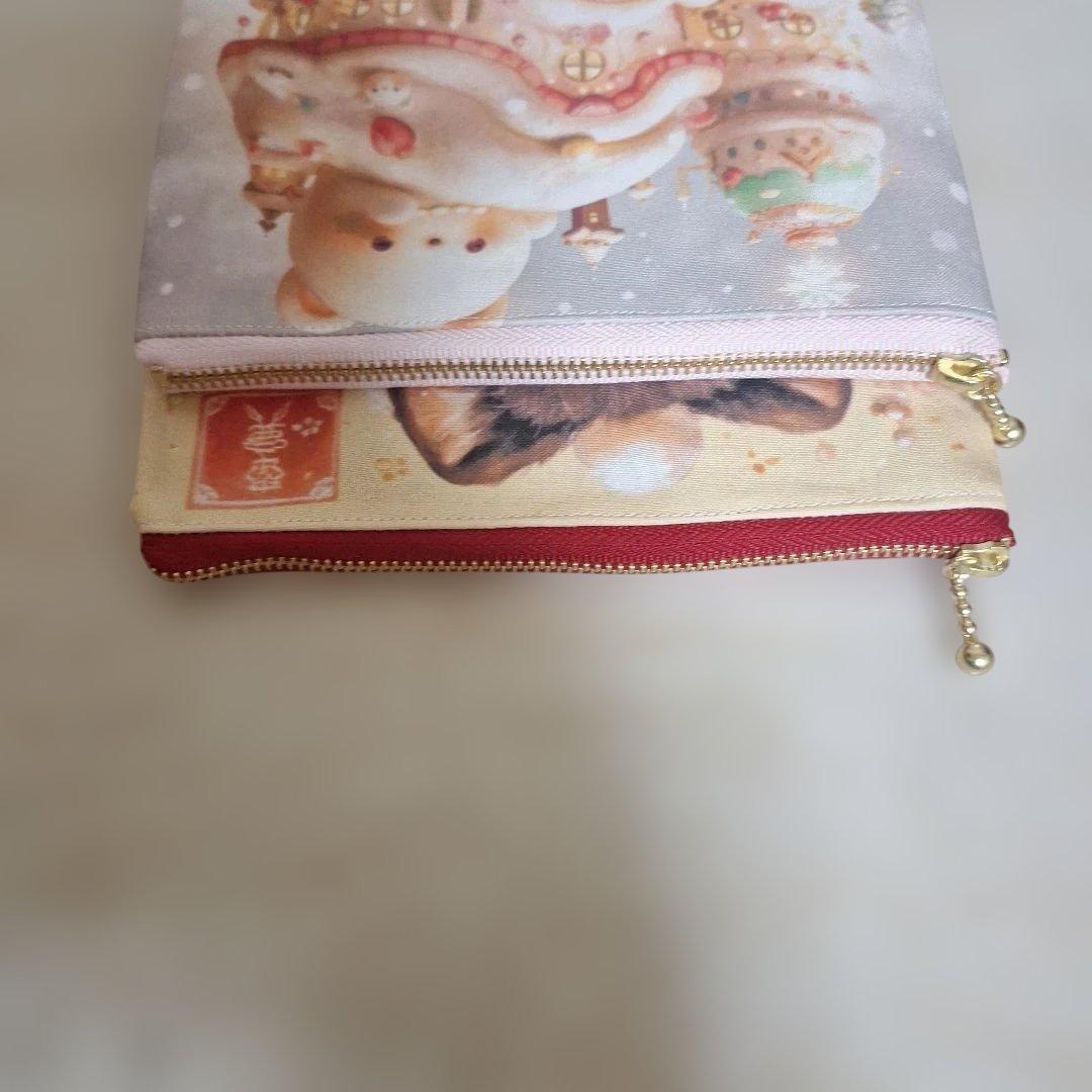 うさぎパネル生地　ハンドメイド　布バスケット　フラットポーチ