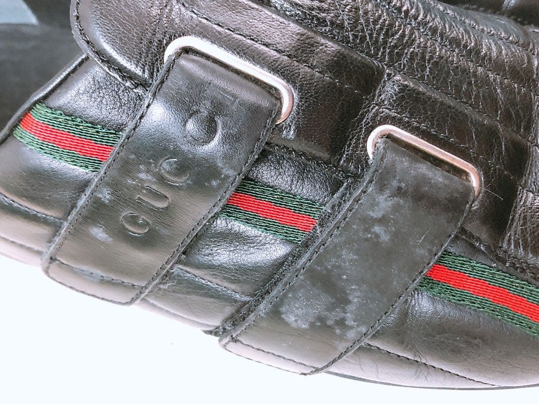 S*様 GUCCI グッチ ブラックレザー スニーカー 黒 マジックテープ メン