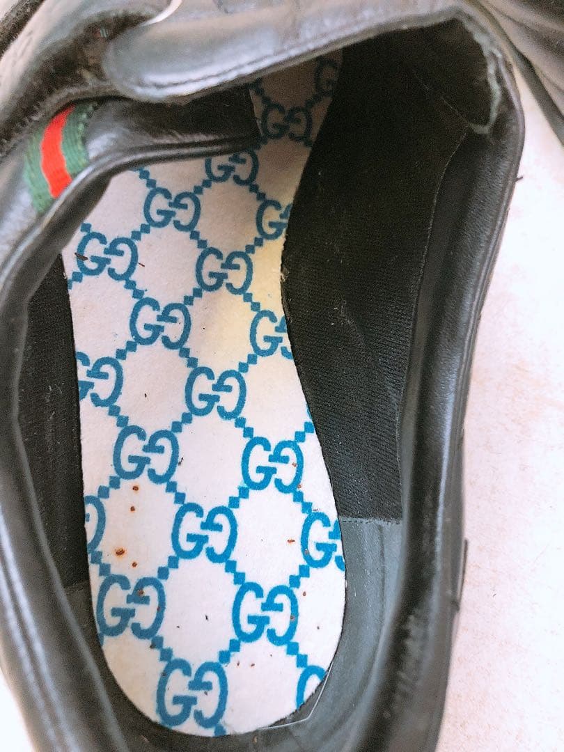 S*様 GUCCI グッチ ブラックレザー スニーカー 黒 マジックテープ メン