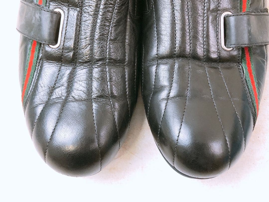 S*様 GUCCI グッチ ブラックレザー スニーカー 黒 マジックテープ メン