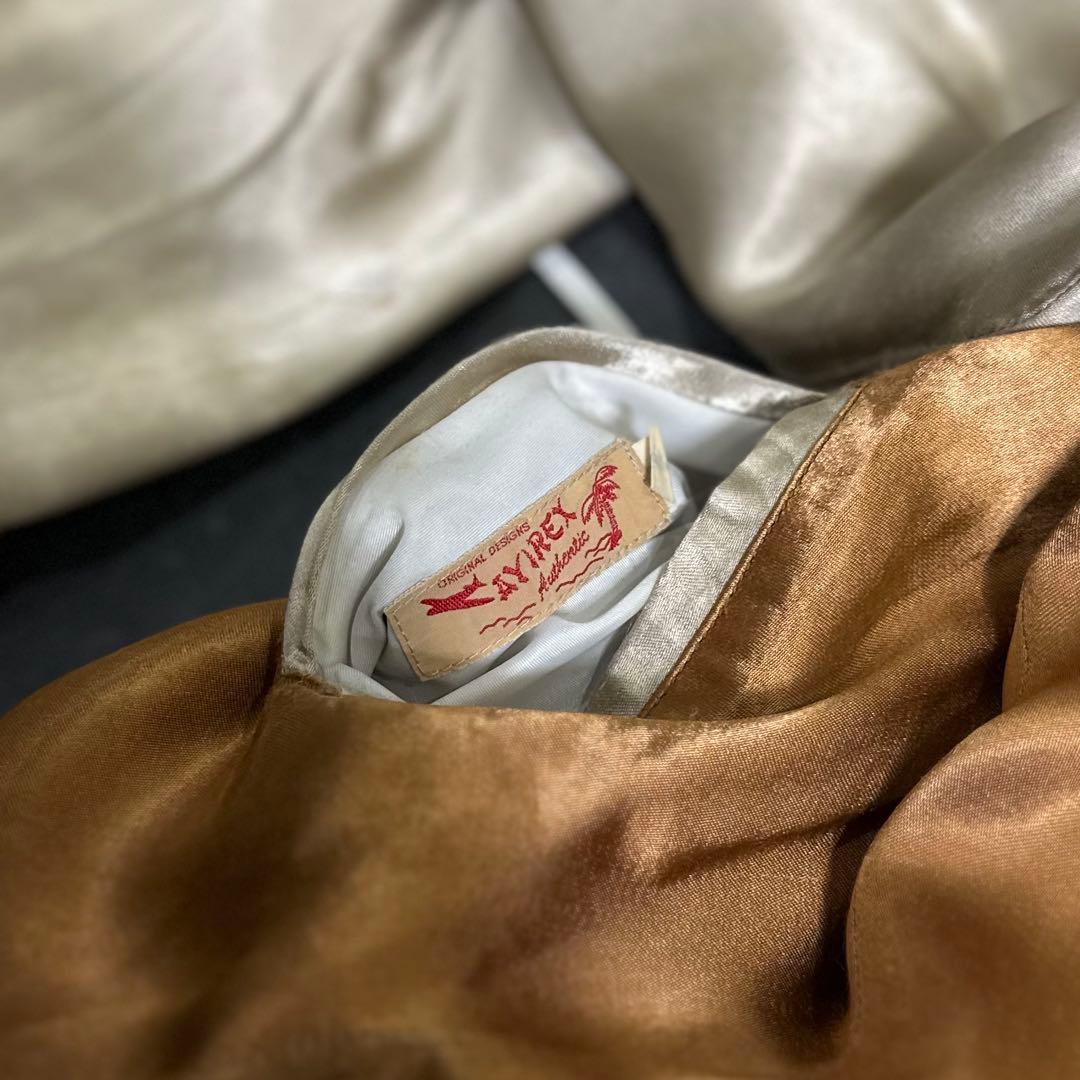 80s AVIREX【スカジャン　スカル　リバーシブル　希少　襤褸】