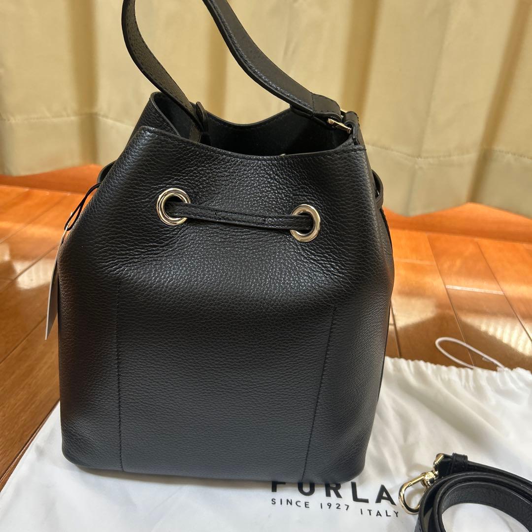 【新品】FURLA コスタンザ 巾着 2way ショルダーバッグ ブラック黒
