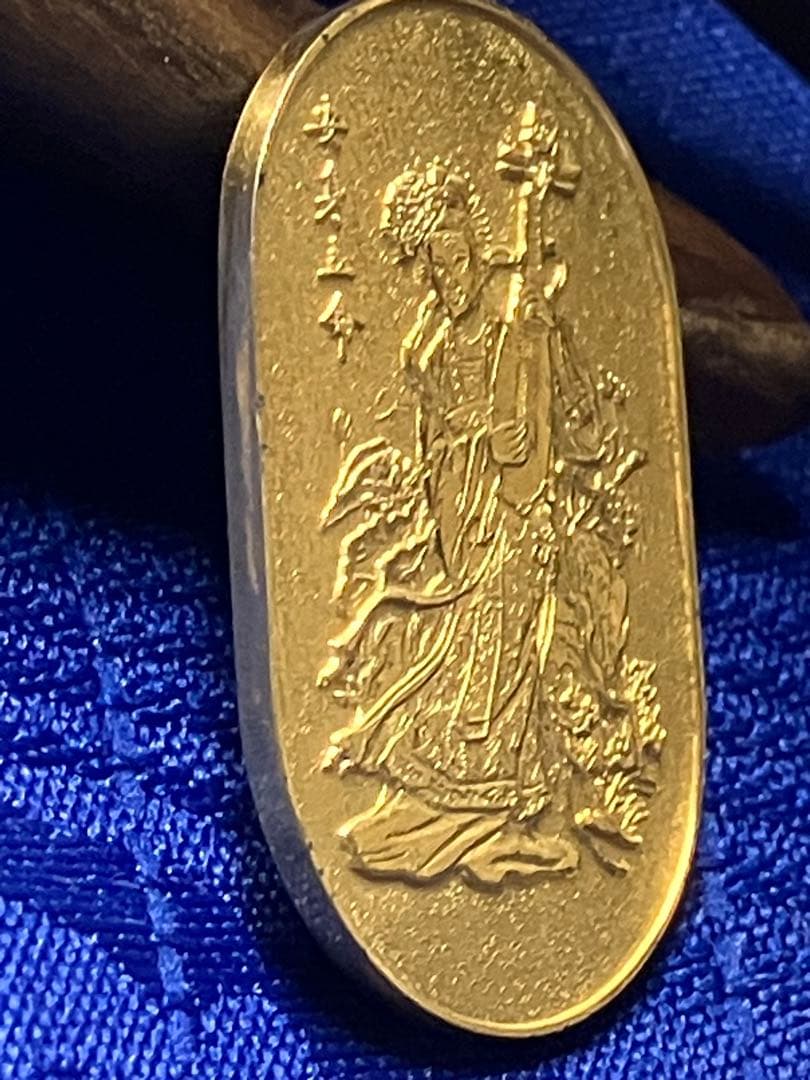 め*ん様 弁財天様　七福神開運護符　小判　純銀　18金仕上げ