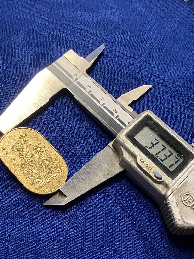 め*ん様 弁財天様　七福神開運護符　小判　純銀　18金仕上げ