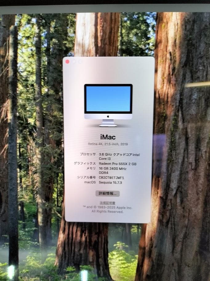 iMac 2019 21.5 4K Retina　30秒位で起動します。