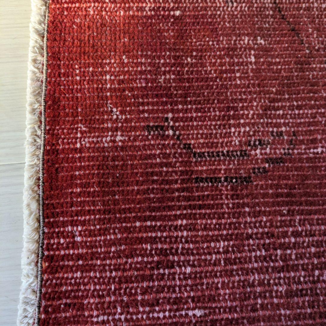 93×207 オーバーダイ深い赤　トルコヴィンテージラグ