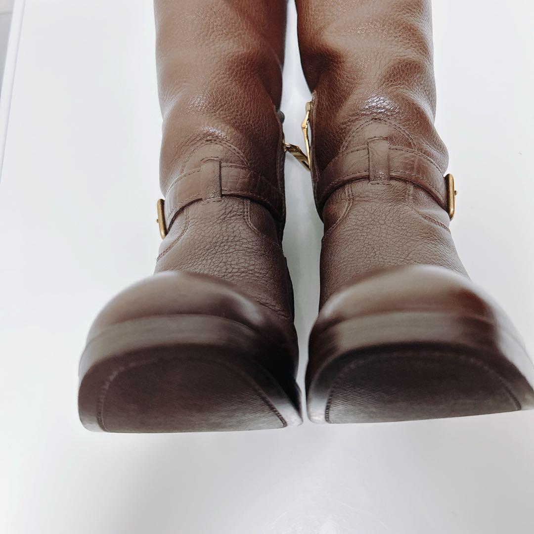 【極美品・箱付】PRADA ロングブーツ 36 ダークブラウン レザー