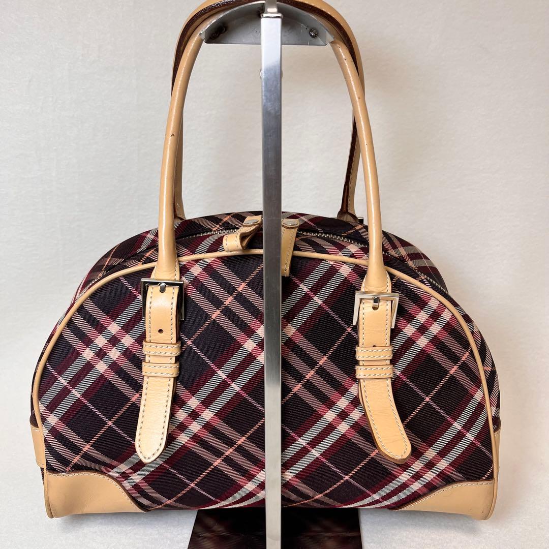バーバリーブルーレーベル ハンドバッグ ミニボストン チェック ハートチャーム